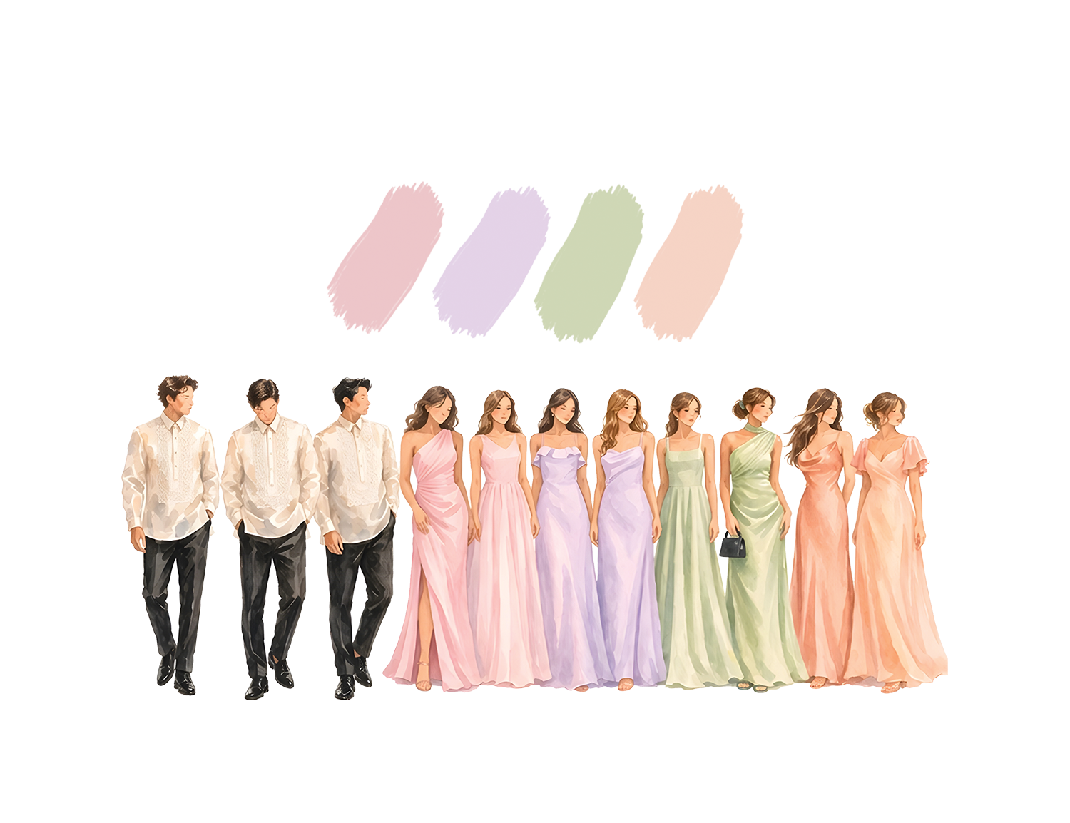 Attire guide illustration and color palette